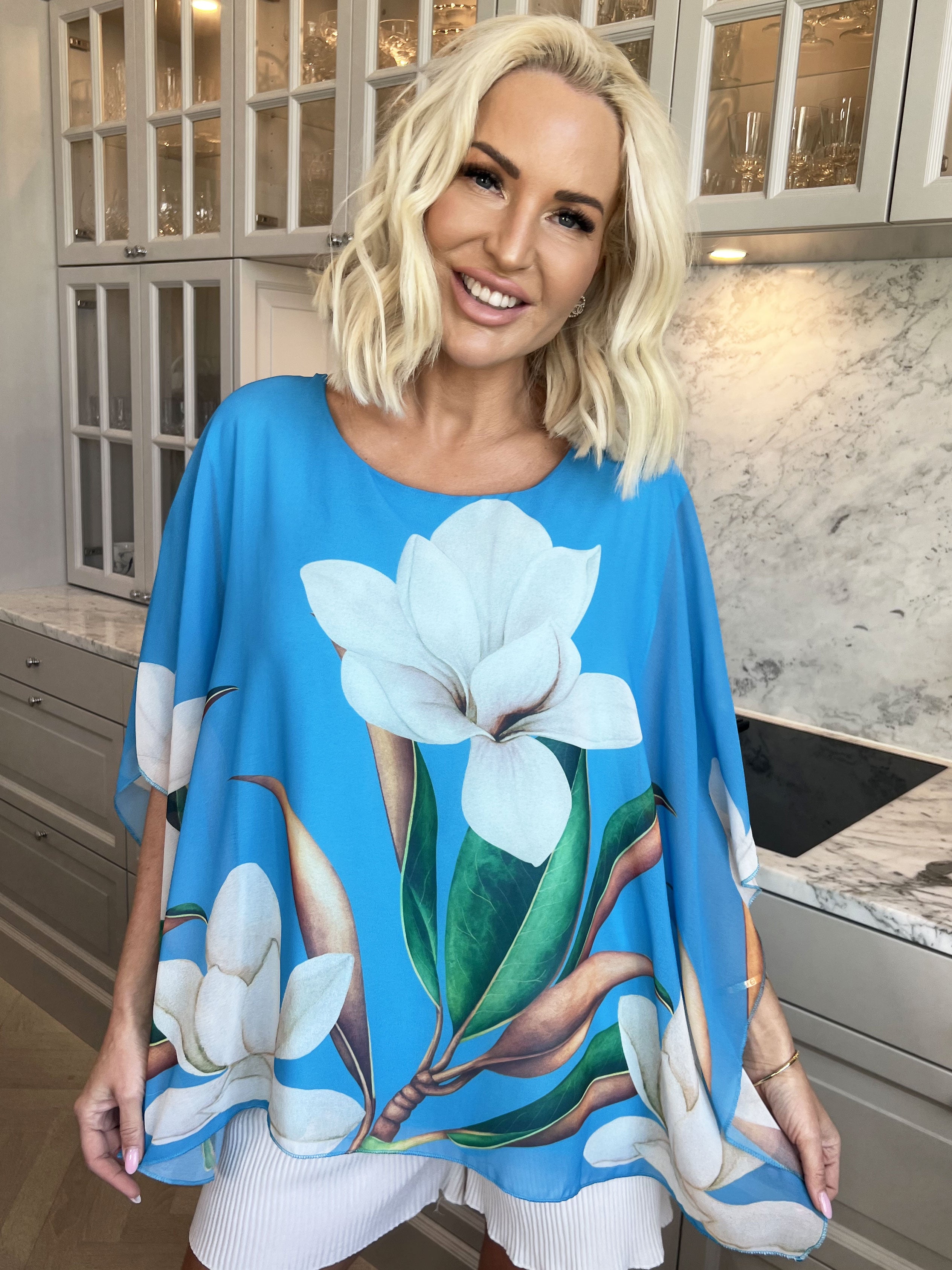 Mian - Farverig tunika med chiffonlag